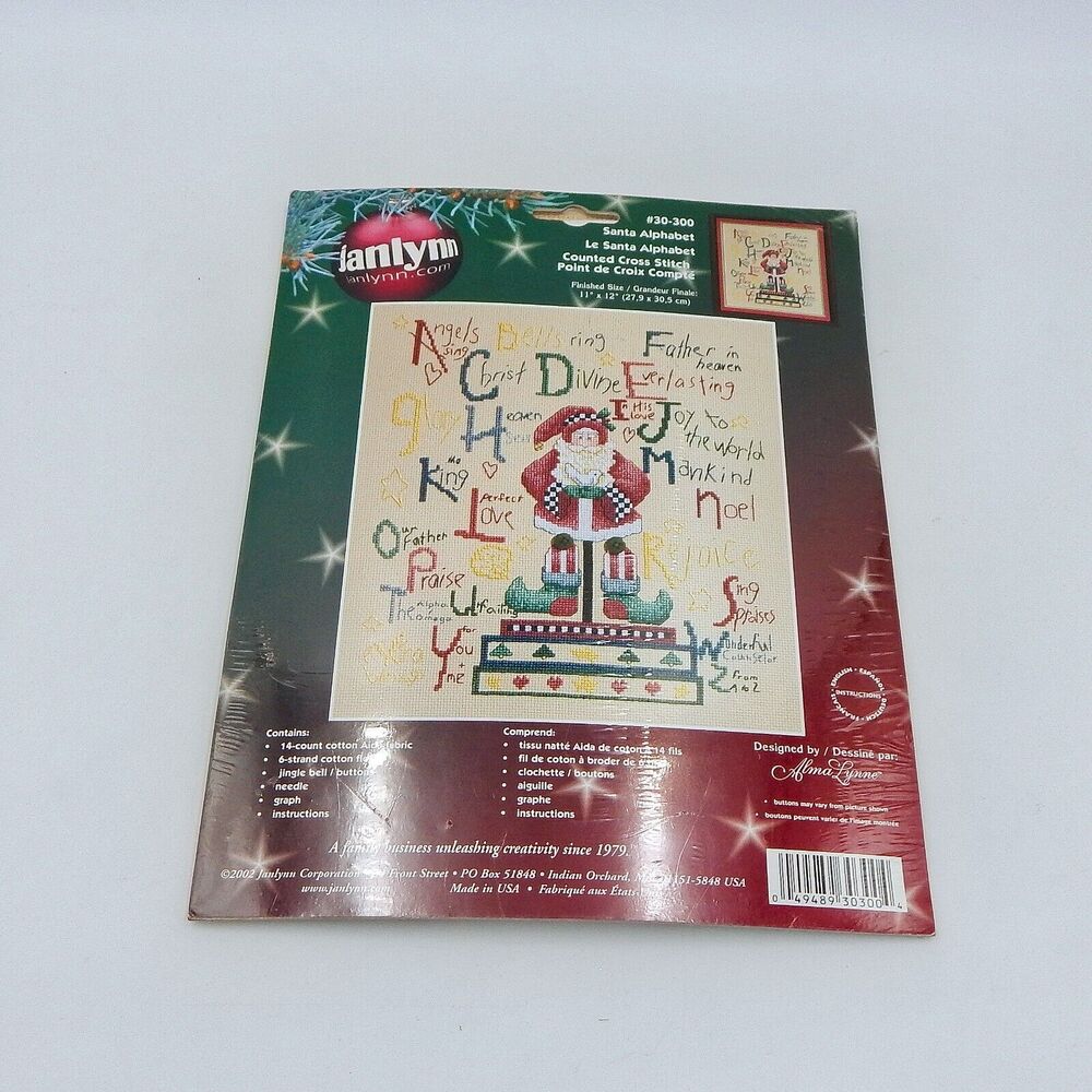 Santa Alphabet Janlynn Counted Cross Stitch Kit #30-300 Alma Lynne